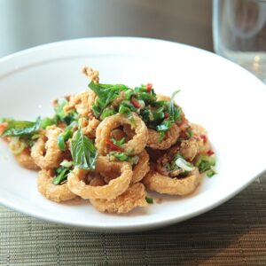 kung pao calamari pakora